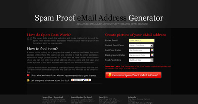 Spam Proof Email Address Generator Website Screenshot