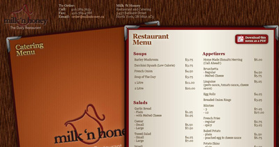 Milk ‘n Honey Website Screenshot