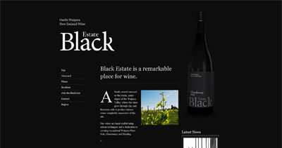 Black Estate Vineyard Website Screenshot