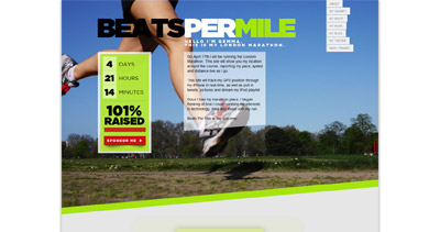 Beats Per Mile Website Screenshot