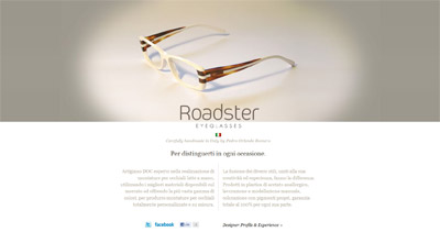 Roadster Eyeglasses Website Screenshot