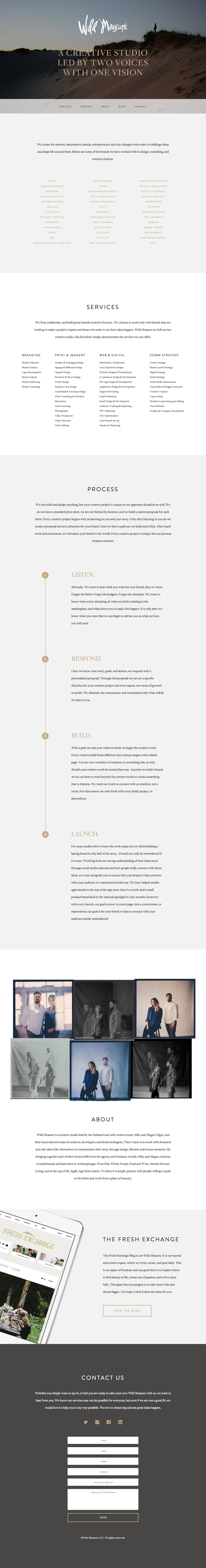 Wild Measure - One Page Website Award