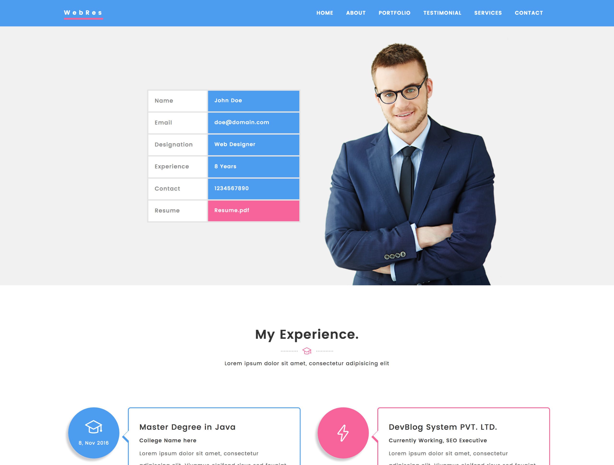 WebRes - Free One Page WordPress Theme Download and Review