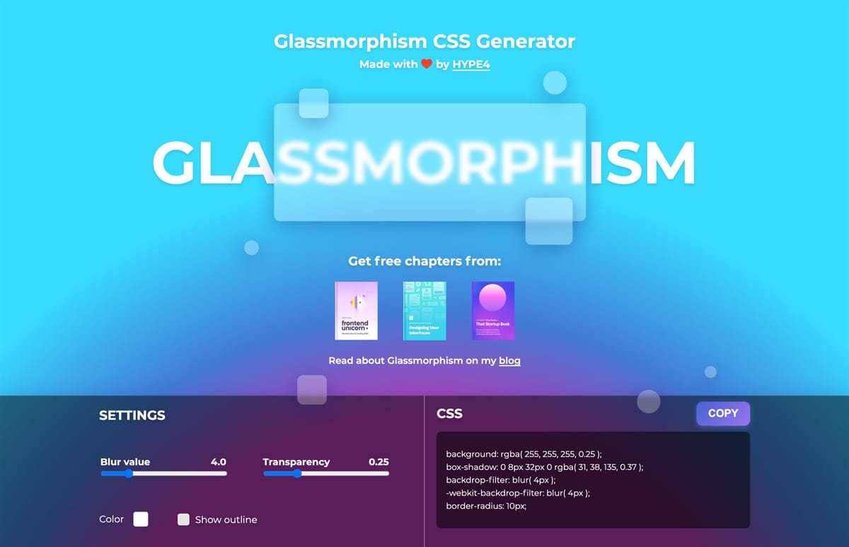 Website Inspiration: Glassmorphism CSS Generator | Search by Muzli