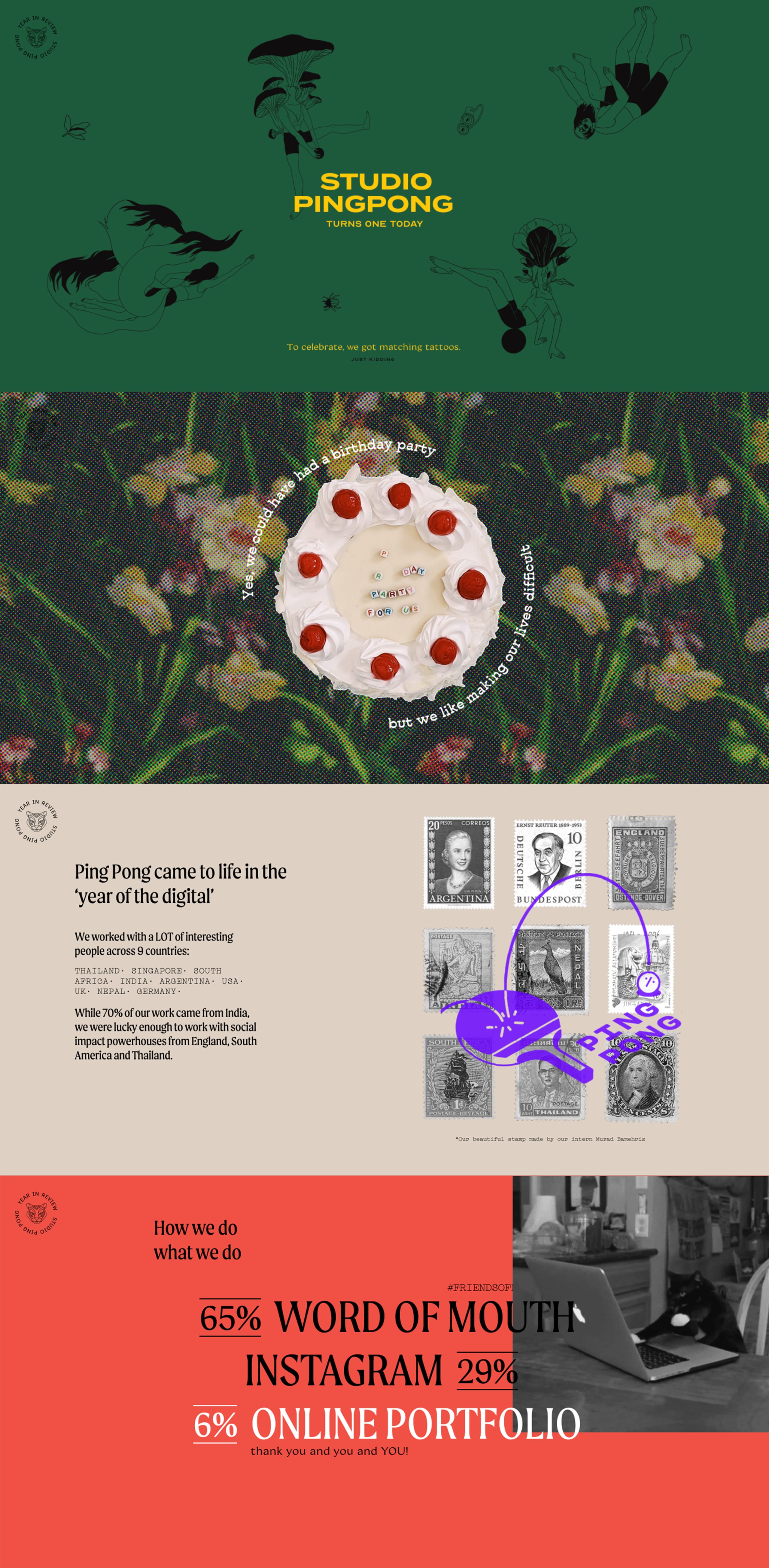 Studio Ping Pong Turns 1 One Page site Award