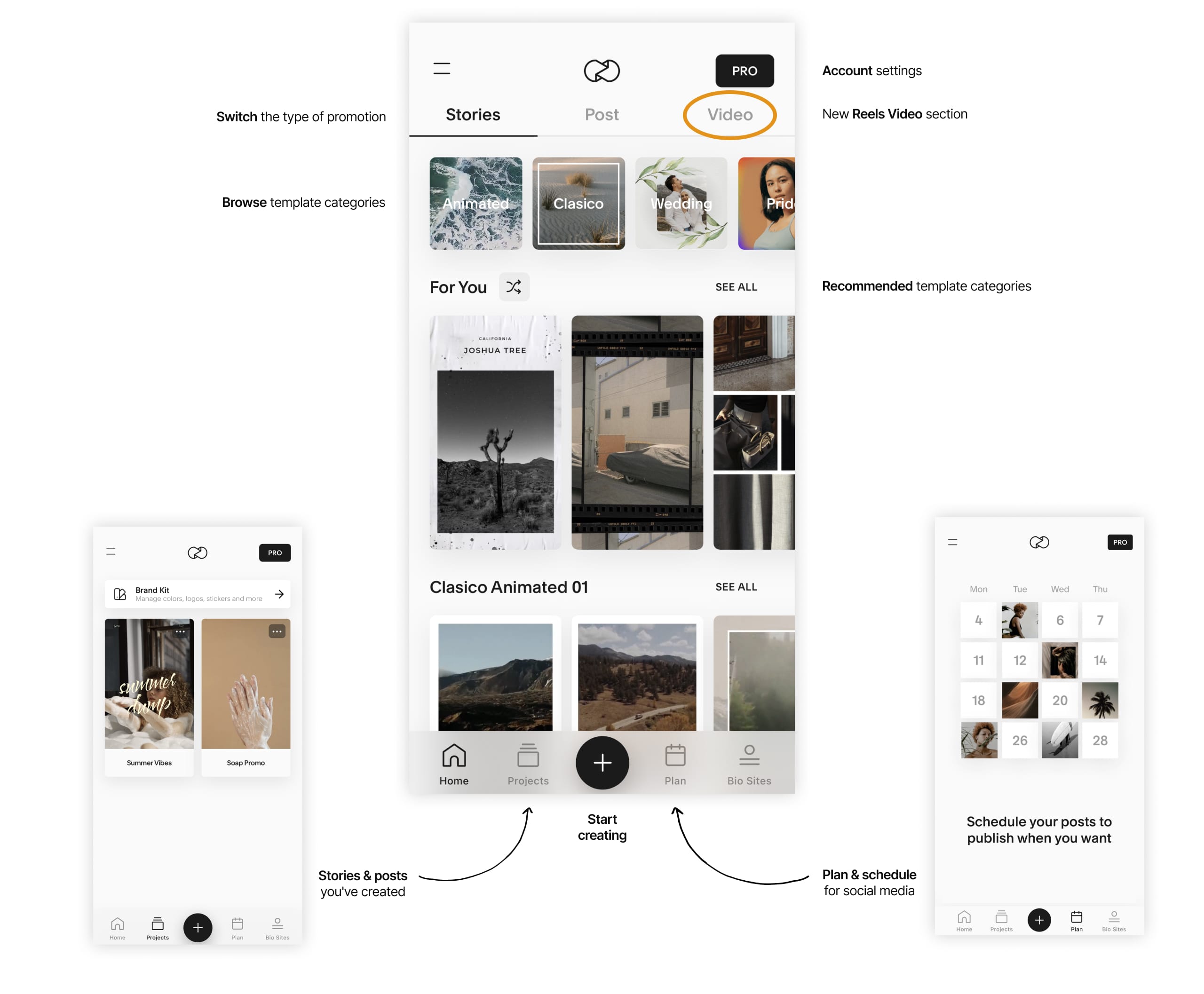 Unfold app home interface