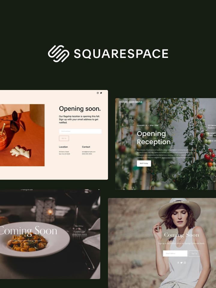 Create beautiful announcement Landing Pages with Squarespace