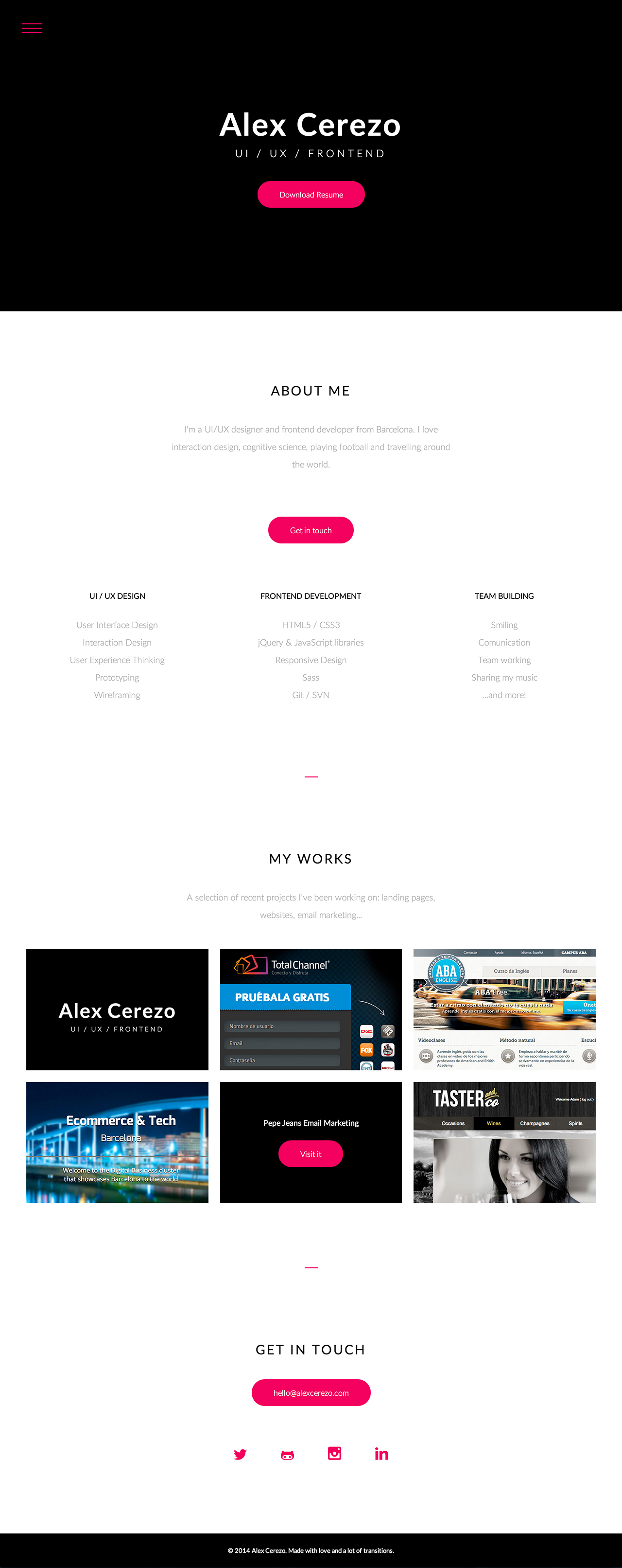 Alex cerezo one page website award