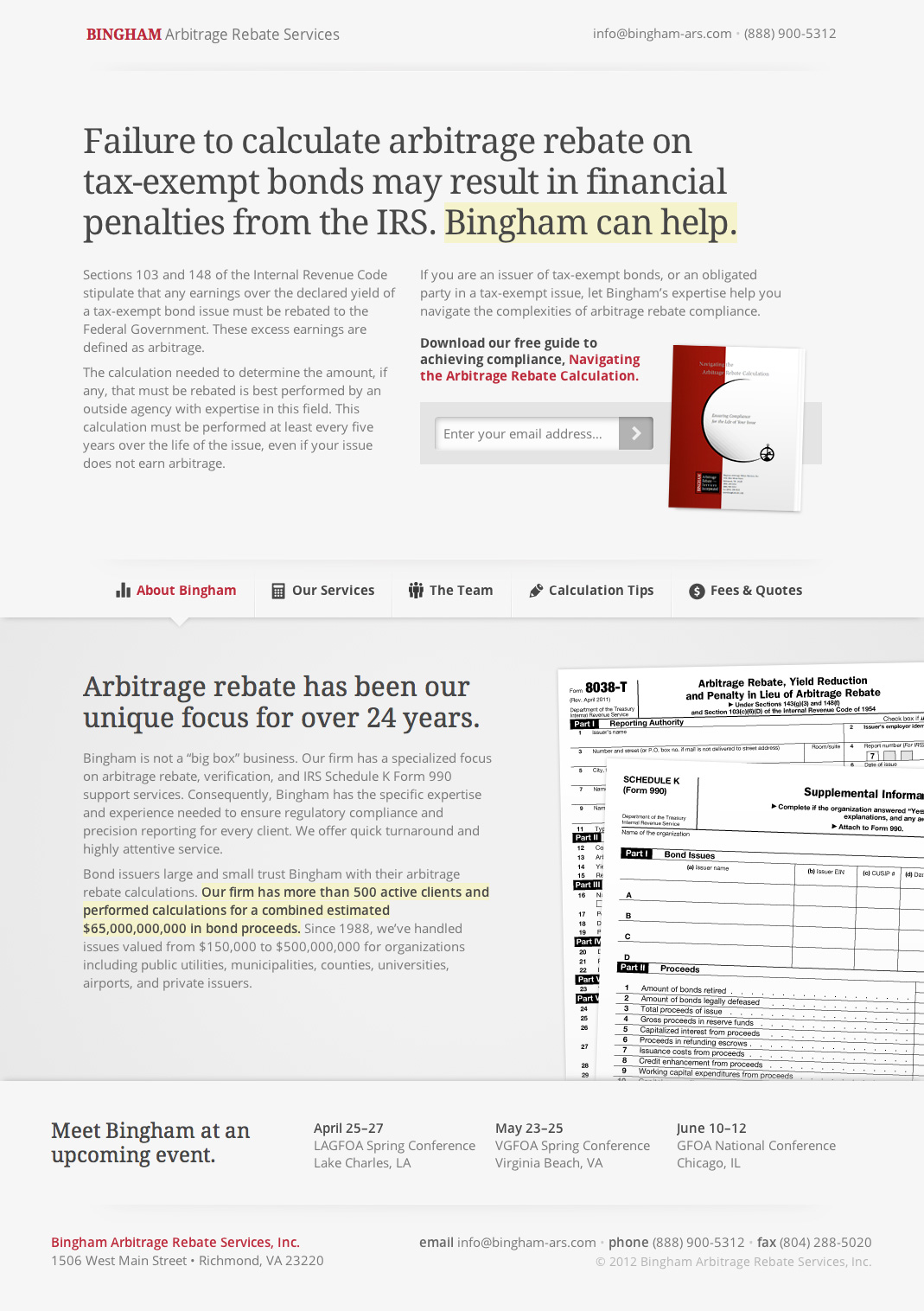 bingham-arbitrage-rebate-one-page-website-award